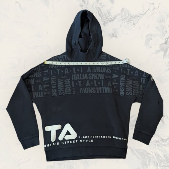 Fila Black Heritage In Mountain Street Style Logo Black Hoodie Size Large - Picture 5 of 13